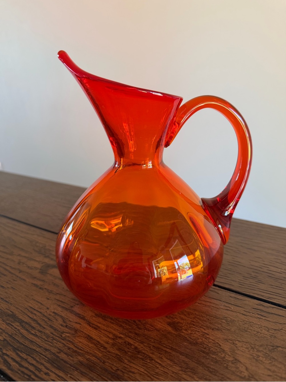 Vintage 1950s MCM Blenko Tangerine / Amber Pitcher by Wayne Husted